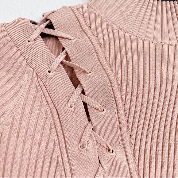 Jonathan Simkhai Brooke Lace Up Rib Knit top Tan Size XS - Picture 8 of 12